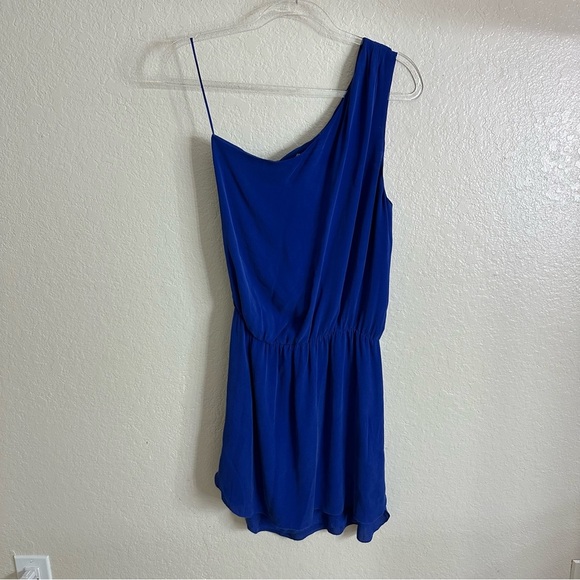 Michelle Mason Blue Silk One-Shoulder Dress size S - Picture 9 of 10